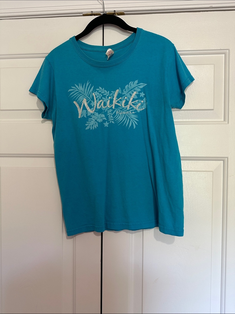Waikiki Teal Tropical Graphic Tee - Women